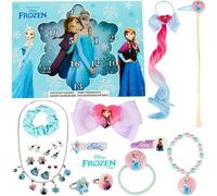 Get Trend Disney Frozen Calendrier de l'Avent 2025 Fille, Accessoires Cheveux et Bijoux Collier Bague, Barrettes Chouchou, Idée Cadeau Fille (Bleu Frozen)