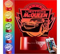 Get Trend Disney Lightning McQueen Veilleuse LED, Lampe USB Pile avec 16 Couleurs & 4 Modes, Table de Chevet et Bureau Lampe (Multi Cars)