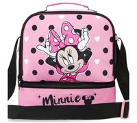 Get Trend Disney Minnie Mouse Sac Isotherme Repas Enfant, Double Compartiment Lunch Bag Isotherme avec Fermeture Eclair et Sangle Réglable, pour École ou Pique Nique Cadeau Fille (Noir/Rose Minnie)