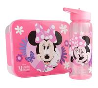 Get Trend Disney Minnie Mouse Set Bento Lunch Box et Gourde Enfant Fille, 1.75 L Boite Repas avec Compartiments et 640 ML Sans BPA Gourde avec Paille, École, Sorite ou Pique Nique (Rose Minnie)