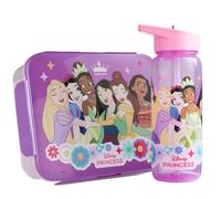 Get Trend Disney Princesse Set Bento Lunch Box et Gourde Enfant Fille, 1.75 L Boite Repas avec Compartiments et 640 ML Sans BPA Gourde avec Paille, École, Sorite ou Pique Niqu (Rose/Violet Princess)