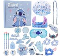 Get Trend Disney Stitch Calendrier de l'Avent 2025 Fille Ado Femme, Coffret Beauté, Masque de Sommeil, Pinceaux, Compte à Rebours Noël (Bleu Stitch)