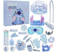 Get Trend Disney Stitch Calendrier de l'Avent 2025 Fille Ado Femme, Coffret Beauté, Masque de Sommeil, Pinceaux, Compte à Rebours Noël (Bleu Stitch)