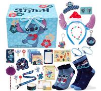 Get Trend Disney Stitch Calendrier de l'Avent 2025 Fille Ado Femme, Coffret Cadeau Chaussettes Papeterie Bijoux et Accessoires, Compte à Rebours Noël (Bleu Stitch)