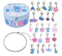 Get Trend Disney Stitch Calendrier de l'Avent 2025 Fille et Ado, Compte à Rebours de Noël Bijoux avec Bracelet Argenté et Breloques, Cadeau Original (Bleu Stitch)