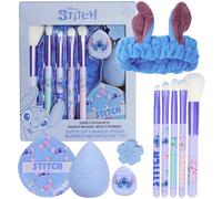 Get Trend Disney Stitch Coffret Maquillage et Accessoires Beauté Fille Ado, 10 Pièces avec Pinceaux Houppettes Éponges et Bandeau, Cadeau Fille Ado (Bleu Stitch)