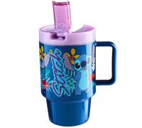 Get Trend Disney Stitch Gourde Enfant avec Paille et Anse 500ml, Bouteille Plastique Sans BPA, Gobelet Enfant Réutilisable Boissons Froides et Voyages (Bleu Stitch)