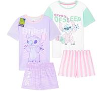 Get Trend Disney Stitch Lot de 2 Ensembles de Pyjama Fille Pyjamas Short Ete Vêtement de Nuit Court Enfant Ado Cadeau Fille (13-14 Ans, Multi Stitch, 2)