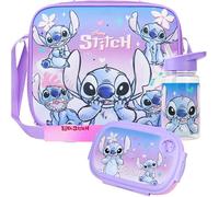 Get Trend Disney Stitch Sac Isotherme Repas Boîte à Goûter Gourde Enfant 400ml Set de Déjeuner 3 Pièces Enfant Voyage Pique Nique (Multi Stitch)