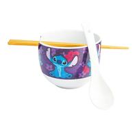 Get Trend Disney Stitch Set Bol à Ramen 600ml, Bol Japonais Nouilles avec Cuillère Céramique, Baguettes Bambou, Compatible Micro Ondes, Cadeau Kawaii (Multi Stitch)