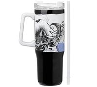 Get Trend Disney The Nightmare Before Christmas Mug Isotherme avec Paille et Anse 940ml, Tasse Thermos Double Paroi Inox, Gobelet de Voyage Chaud & Froid (Noir/Blanc Jack)