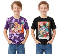 Get Trend Dragon Ball Super T-Shirt Garcon, Lot de 2 Vegeta et Goku Ras du Cou et Manche Courte Coton T Shirt Ete, Anime Merch Idee Cadeau (9-10 Ans, Noir/Multi Dragon Ball Z, Lot de 2)