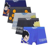 Get Trend Dragon Ball Z Boxer Enfant Garcon, Lot de 5 Calecon Goku Vegeta, Ceinture Elastique sous Vêtements, Idee Cadeau Anime (7-8 Ans, Multi Dragon Ball)