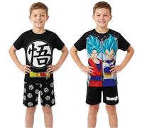 Get Trend Dragon Ball Z Pyjama Enfant Garcon 7 a 14 Ans, Lot de 2 Été T-Shirt Ras du Cou et Short Pyjama, Anime Merch Cadeau Garcon (11-12 Ans, Noir/Multi Pokemon 2 Pack)