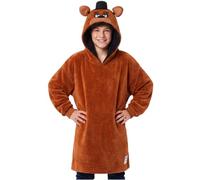 Get Trend Five Nights at Freddy's Oversize Plaid Poncho à Capuche pour Ado | FNaF Taille Unique Sweat Plaid Polaire avec Doublé Sherpa et Poches, Freddy Fazbear Gaming Merchandise, Cadeau Ado