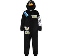 Get Trend Fortnite Grenouillere Adolescent Garcon Combinaison Enfant Pyjama Combinaison Polaire avec Capuche Idée Cadeau Gamer (13-14 Ans, Noir Fortnite)