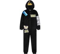 Get Trend Fortnite Grenouillere Adolescent Garcon Combinaison Enfant Pyjama Combinaison Polaire avec Capuche Idée Cadeau Gamer (15-16 Ans, Noir)