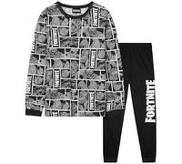 Get Trend Fortnite Pyjama Garçon et Ado, Ensemble 2 Pièces à Manches Longues, Tenue de Nuit et Maison, Cadeau Gamer (11-12 Ans, Gris Fortnite)