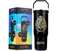 Get Trend Harry Potter Gourde Isotherme Enfant Adulte avec Paille et Poignée 850ml, Mug Voyage Tasse Café Thermos Chaud Froid Bouteille Inox (Noir Harry Potter)