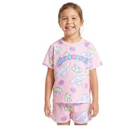 Get Trend Hello Kitty Cinnamoroll Ensembles de Pyjama Fille, 2 Pièces Été T-Shirt Manches Courtes et Pyjama Short, Kawaii Cadeau Fille (9-10 Ans, Rose Cinnamoroll)