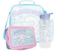 Get Trend Hello Kitty Cinnamoroll Set Sac Isotherme Repas Enfant, 3 Pièce Boite Repas, Gourde avec Paille 600ml et Lunch Bag Isotherme, Fermeture Eclair et Poigné de Transport(Bleu/Blanc Cinnamoroll)