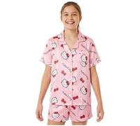 Get Trend Hello Kitty Ensembles de Pyjama Fille Été, 2 Pièces Chemise à Manches Courtes et Pyjama Short, Kawaii Cadeau Fille (11-12 Ans, Rose Hello Kitty)