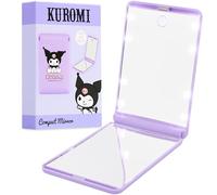 Get Trend Hello Kitty Kuromi Compact LED 2X Miroir Grossissant | Petit et Pliable Double Face Miroir de Poche, Mirroir Portable pour Sac à Main Voyage (Violet Kuromi)