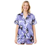 Get Trend Hello Kitty Kuromi Ensemble de Pyjama Femme Ete, 2 Pièces Chemise à Manches Courtes et Pyjama Short, Cadeau Femme et Ados (S, Violet Kuromi)