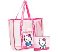 Get Trend Hello Kitty Sac de Voyage Femme e Ado Maille Grand Sacs Cabas con Petite Pochette Zippée Sac de Plage Cadeau pour Elle (Rose Hello Kitty)