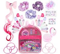 Get Trend Hello Kitty Sanrio Coffret Accessoires Cheveux Fille avec Sac à Dos Transparent, Barrettes, Stickers, Brosse Pliable, Élastiques, Chouchous (Rose Hello Kitty)