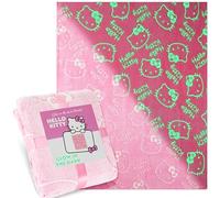 Get Trend Hello Kitty Sanrio Couverture Lumineuse Enfant Adulte 130x150cm, Plaid Polaire Doux, Brille dans Le Noir après Exposition à la Lumière (Rose Hello Kitty)