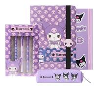 Get Trend Hello Kitty Sanrio Kuromi Set Papeterie Joli Cahier Trousse Kawaii Autocollants Stylos Bille École Bureau Anime Idée Cadeau (Violet Kuromi)