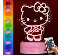 Get Trend Hello Kitty Sanrio Lampe de Chevet LED Kawaii, Kuromi Cinnamoroll, Alimentation USB et Piles, 16 Couleurs et 4 Modes, Décoration Chambre (Multi Hello Kitty)