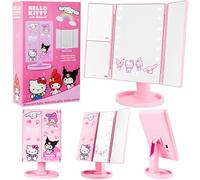 Get Trend Hello Kitty Sanrio Miroir Maquillage Lumineux avec 16 LED, Miroir Grossissant Triptyque 3X, Capteur Tactile et Plateau, Idée Cadeau Kawaii