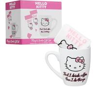 Get Trend Hello Kitty Sanrio Mug et Chaussettes Coffret Femme et Ado Taille 35-41, Tasse Café ou Thé 315 ml, Chaussettes Douces, Idée Cadeau Femme (Rose/Blanc Hello Kitty)