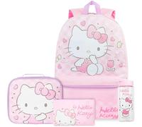 Get Trend Hello Kitty Sanrio Sac a Dos Fille Set, 4Pcs Cartable, Trousse Scolaire, Sac Isotherme Repas et Sans BPA Gourde Air Up (Multi Hello Kitty)