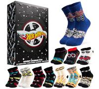 Get Trend Hot Wheels Calendrier de l'Avent 2025 avec 24 Paires Chaussettes Motif pour Garçon, 27-32, Idée Cadeau Original pour Garçon (Noir Hot Wheels)