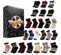 Get Trend Hot Wheels Calendrier de l'Avent 2026 Garçon avec 24 Chaussette | EU 27 à 32 Doux Chaussettes Fantaisie avec Voitures, Compte à Rebours avant Noël, Cadeau Garcon (Noir Hot Wheels)