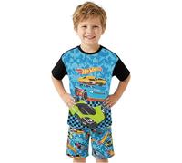 Get Trend Hot Wheels Ensemble Pyjama Enfant Garcon, 2 Pieces Eté T-Shirt Manche Courte et Pyjama Short, Vêtement de Nuit, Cadeau Garcon (5-6 Ans, Multi Hot Wheels)