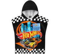 Get Trend Hot Wheels Serviette de Bain Enfant Peignoir Capuche Douche Poncho de Bain Enfant Absorbant Serviette Piscine Plage (Noir Hot Wheels, 4-9 Ans)