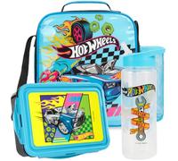 Get Trend Hot Wheels Set Sac Isotherme Repas Enfant, 3 Pièce Boite Repas | Gourde avec Paille 600ml et Lunch Bag Isotherme, Fermeture Eclair et Poigné de Transport, Cadeau Enfant (Multi Hot Wheels)