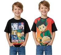 Get Trend Hunter x Hunter T-Shirt Garcon 7 Ans à 16 Ans, Lot de 2 Ras du Cou Manches Courtes Coton T Shirt Ete, Manga et Anime Merch Idee Cadeau (9-10 Ans, Multi Noir Hunter)