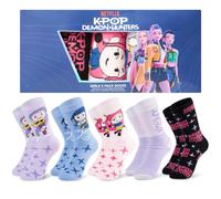 Get Trend K Pop Demon Hunters Huntrix Chaussette Enfant Fille, Lot de 5 | Multicolore Chaussettes Chaude et Doux, Respirante et Tricot Extensible Socks, Anime Merchandise, Cadeau Fille et Ado