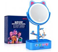 Get Trend Kpop Demon Hunters Derpy Miroir Coiffeuse LED, 3D Miroir sur Pied | Miroir Maquillage Lumineux avec Capteur Tactile et Socle de Rangement Bijoux et Branches d'Arbre, USB-A Exploité