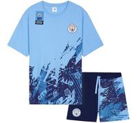 Get Trend Manchester City F.C. Ensembles de Pyjama Homme Court Été Pyjama Foot Vêtements de Nuit Homme Idée Cadeau (S, Bleu Man City)