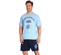 Get Trend Manchester City F.C. Ensembles de Pyjama Homme Court Été Pyjama Foot Vêtements de Nuit Homme Idée Cadeau (XL, Bleu/Bleu Marine Man City)