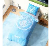 Get Trend Manchester City FC Parure de Lit 1 Personne, Réversible Housse de Couette avec Taie Oreiller, Literie pour Chambre (Multi Manchester City, Simple)