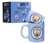 Get Trend Manchester City Mug et Chaussettes Coffret Homme et Ado, Tasse Café ou Thé 315ml en Céramique et Chaussettes Homme 40-45, Cadeau Foot