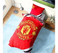 Get Trend Manchester United FC Parure de Lit 1 Personne, Réversible Housse de Couette avec Taie Oreiller, Cosy Chambre Literie (Multi Manchester United, Simple)