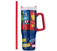 Get Trend Marvel Gobelet Isotherme 920ml, Double Acier Inoxydable Mug Isotherme avec Poignée et Paille, 42H Glace, 12H Froid et 8H Chaud, Anti Fuite Sans BPA Gourde Sport, Bureau Travel